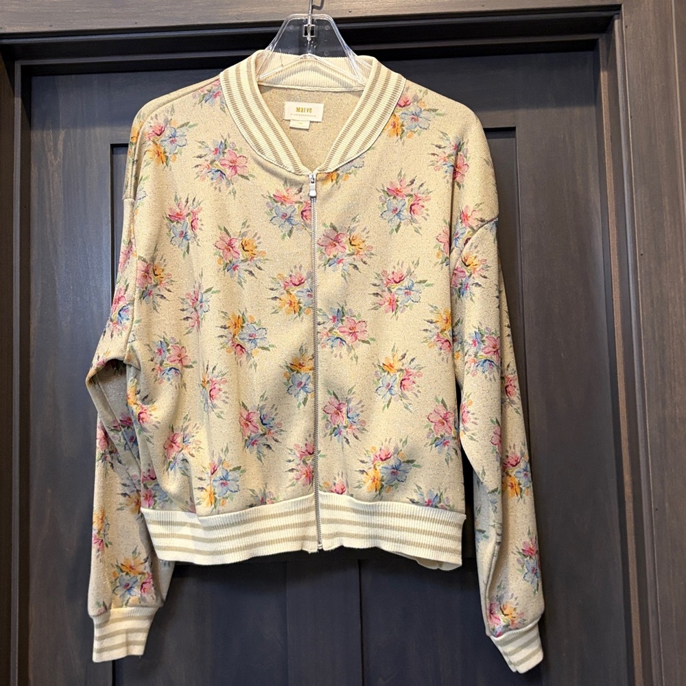 Anthropologie Maeve Floral Knit Jacket - Picture 2 of 10